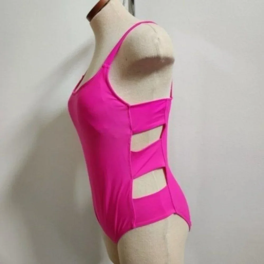 Women’s Side Strap One Piece Swimsuit Oahu Pink, size L